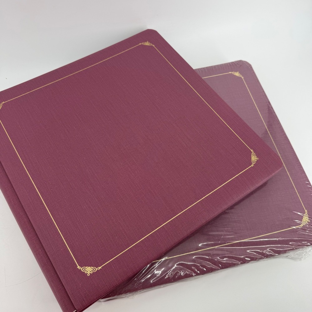 Creative Memories 12x12 Scrapbook Photo Album Set 2 Cranberry Burgundy Gold Foil